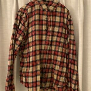 J. Crew Red and Tan Plaid Flannel Shirt